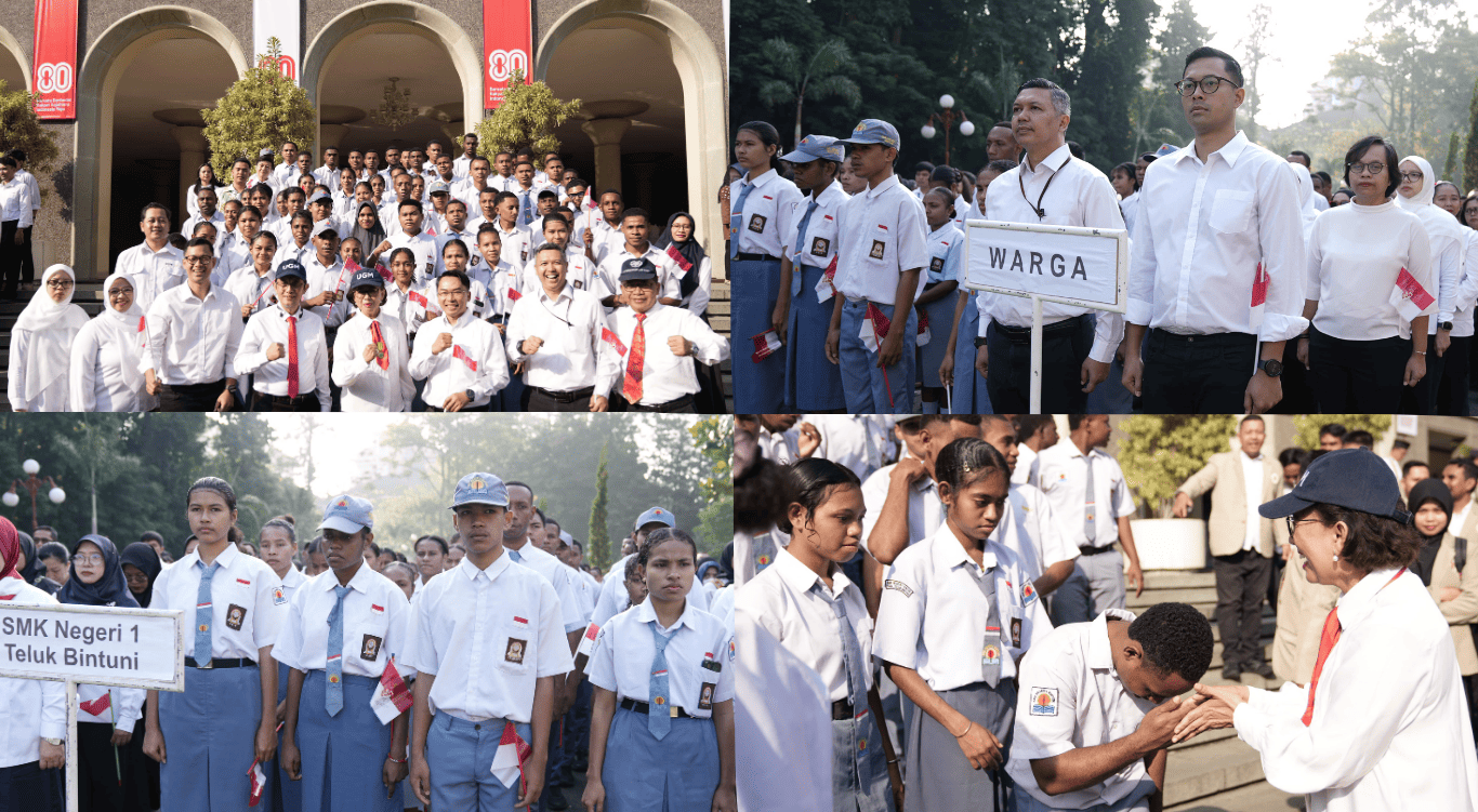 Artikel image Siswa SMKN 1 Teluk Bintuni dari Papua Barat Ikuti Upacara HUT ke-80 RI di Balairung UGM